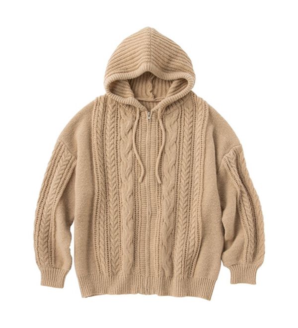 Viola e Viola（ヴィオラ エ ヴィオラ）の「ゆるっとあったかケーブルニットパーカー（パーカー）」｜詳細画像