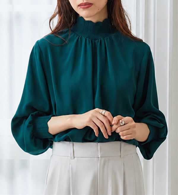 RANAN（ラナン）の「【新色追加】スカラップリブニット使いブラウス（ブラウス）」｜詳細画像