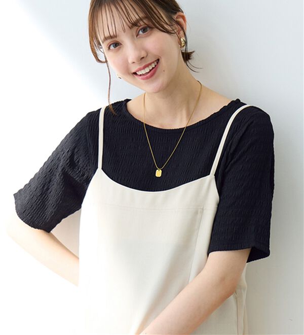 Viola e Viola（ヴィオラ エ ヴィオラ）の「ポコポコ素材Ｔシャツ（カットソー）」｜ブラック