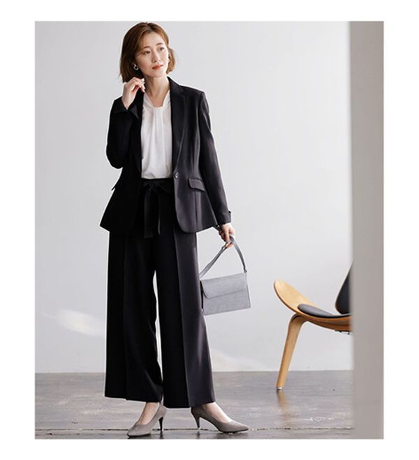 ジャケット+2ボトム】洗えるストレッチ！ジャケット＆ブラウス＆ワイド