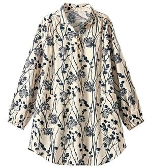 BELLUNA（ベルーナ）の「そのままお出かけ！スラブ素材かっぽうチュニック（チュニック）」｜オフ白系線描き柄