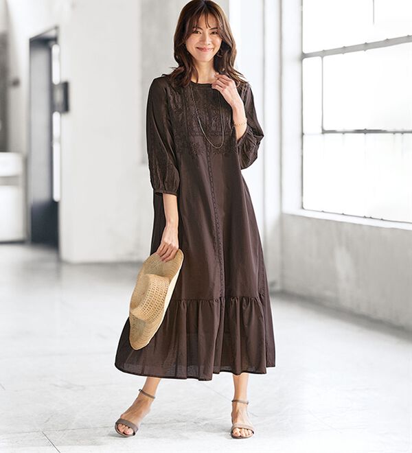 BELLUNA（ベルーナ）の「インド綿胸元デザインワンピース（その他ワンピース）」｜詳細画像