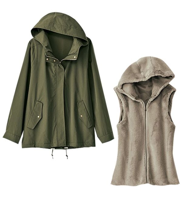 BELLUNA（ベルーナ）の「２枚組！秋冬に使える万能アウター（ハーフコート）」｜詳細画像