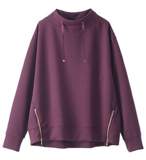 BELLUNA（ベルーナ）の「なめらかタッチ！もっちりん裾ジッププルオーバー（カットソー）」｜ワイン