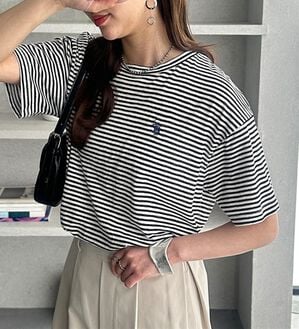 GeeRA（ジーラ）の「【Ｕ．Ｓ．　ＰＯＬＯ　ＡＳＳＮ．】スラブシアーTシャツ（Tシャツ）」｜白黒ボーダー