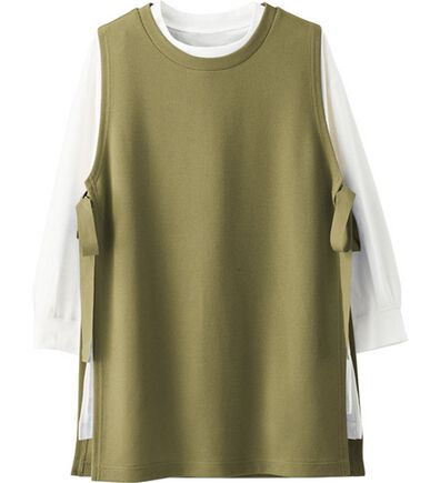 BELLUNA（ベルーナ）の「あぜ素材サイドリボンベストアンサンブル（アンサンブル）」