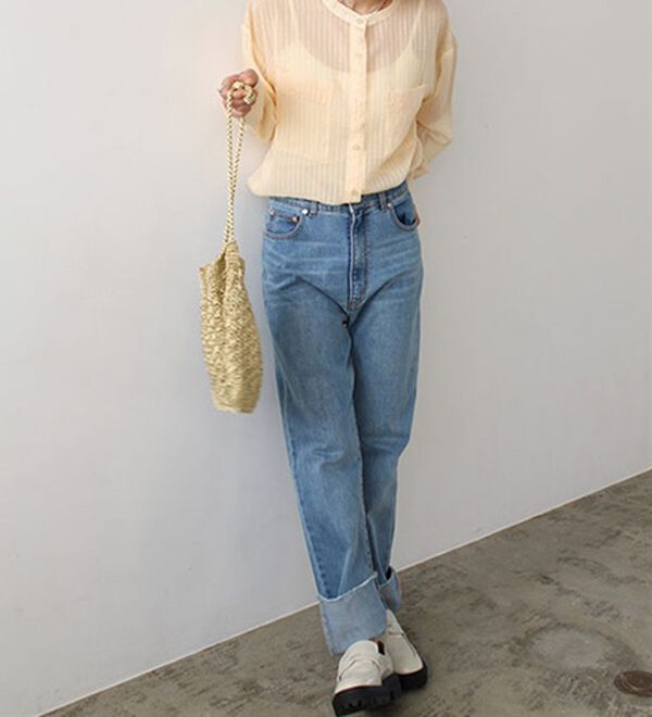 GeeRA（ジーラ）の「シアー素材ストライプマルチウェイシャツ（シャツ）」｜詳細画像