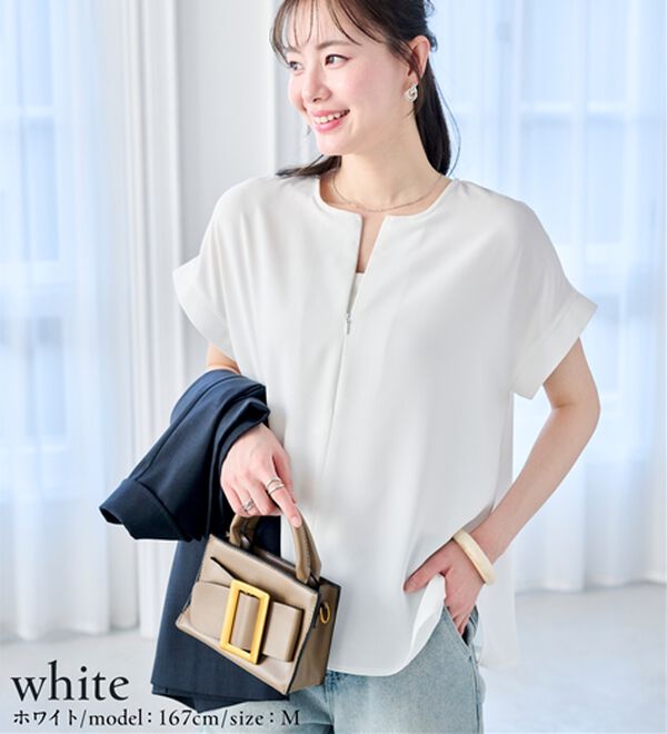 RANAN（ラナン）の「前後2WAYハーフジップブラウス（ブラウス）」｜詳細画像