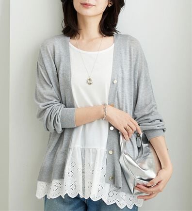 BELLUNA（ベルーナ）の「【快適Ｌａｂ．】シャリ冷！洗える多機能ニットカーディガン（ニットカーディガン）」