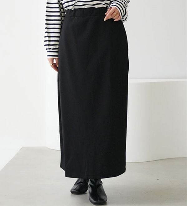 A HAPPY MARILYN（アハッピーマリリン）の「【Ｌ～８Ｌ】腰の張りを拾わない カラーで楽しむ 裏起毛バージョン タイトスカート（ロングスカート）」｜ブラック