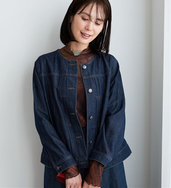 BELLUNA（ベルーナ）の「やわらかデニム素材ノーカラージャケット（その他ジャケット）」｜詳細画像