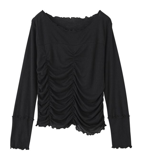 RANAN（ラナン）の「ギャザーデザインシアーTシャツ（Tシャツ）」｜詳細画像