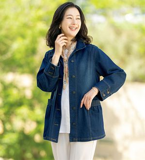 ルフラン（ルフラン）の「スタンドカラーデニムジャケット（その他ジャケット）」｜インディゴ