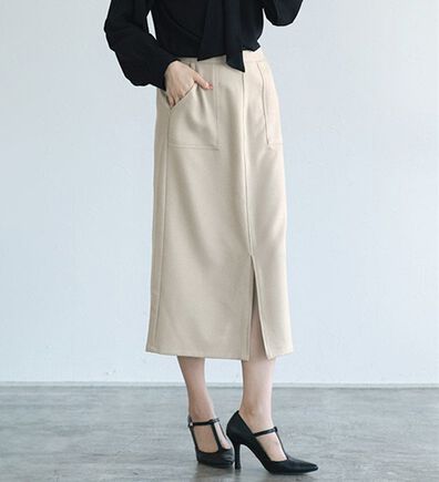 Pierrot（ピエロ）の「【選べる丈】ウールライクスリットロングスカート（ロングスカート）」