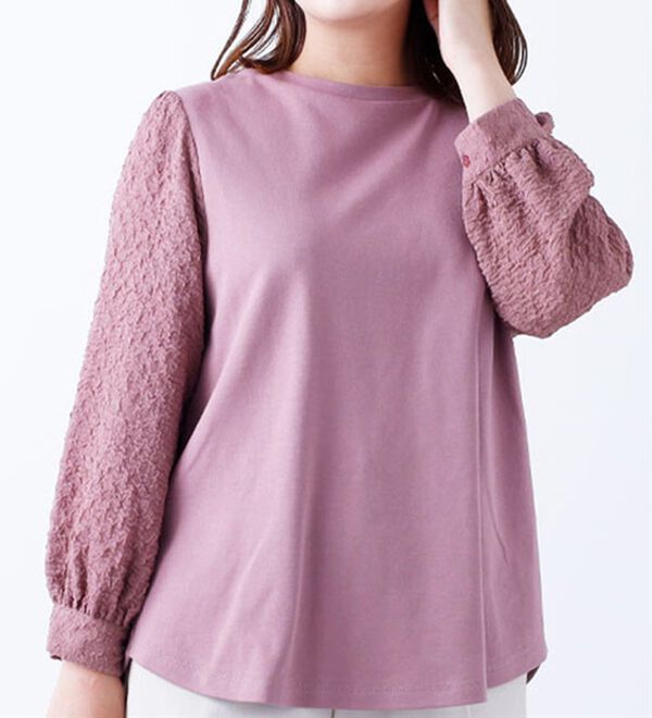 BELLUNA（ベルーナ）の「袖ジャカード切替デザインプルオーバー（カットソー）」｜詳細画像