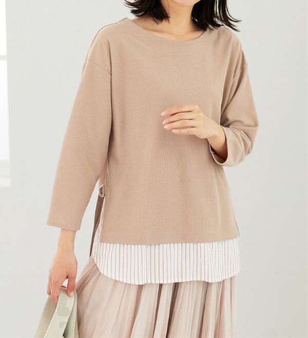 BELLUNA（ベルーナ）の「 ラメストライプシャツフェイクチュニック（チュニック）」｜詳細画像