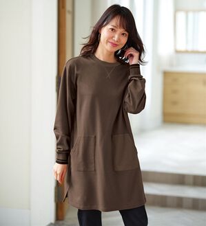 BELLUNA（ベルーナ）の「【メルティポンチ】配色リブ使いチュニック（チュニック）」｜モカ
