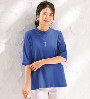 ルフラン（ルフラン）の「抗菌防臭衿つきコットン１００％プルオーバー（カットソー）」｜ブルー