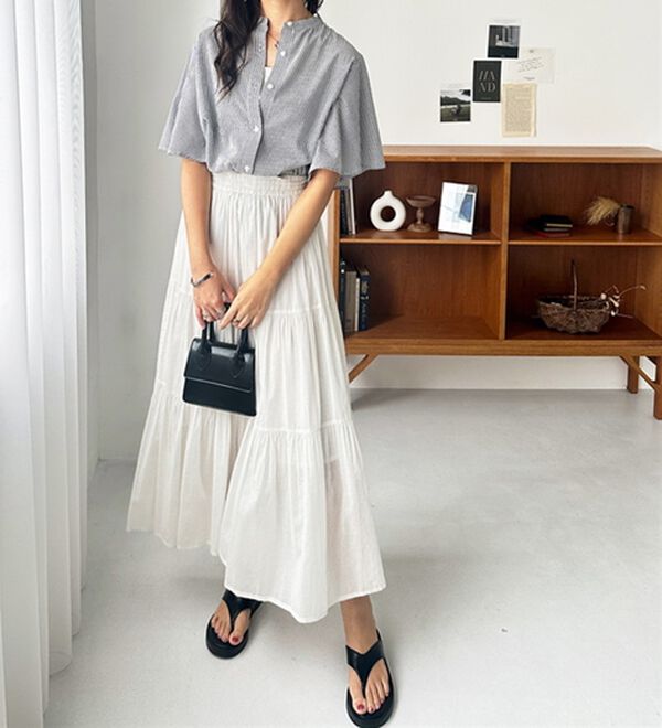 GeeRA（ジーラ）の「フレアー袖バンドカラーブラウス（ブラウス）」｜詳細画像