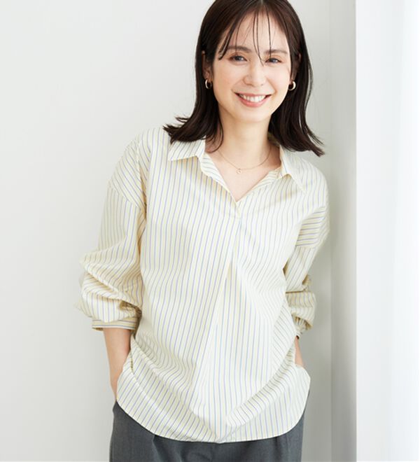 BELLUNA（ベルーナ）の「【新色追加】袖タックデザインスキッパーシャツ（シャツ）」｜詳細画像