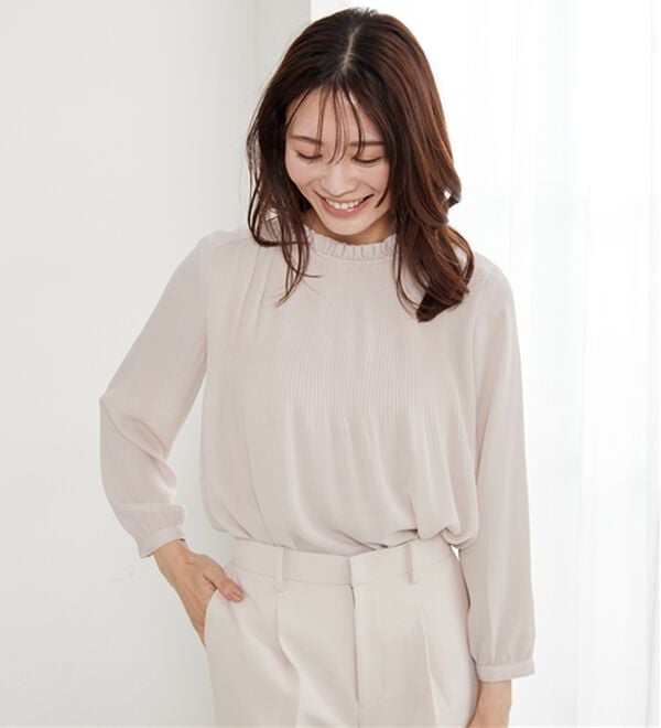 BELLUNA（ベルーナ）の「【新色追加】〈セレモニースタイル〉細プリーツデザインブラウス（ブラウス）」｜詳細画像
