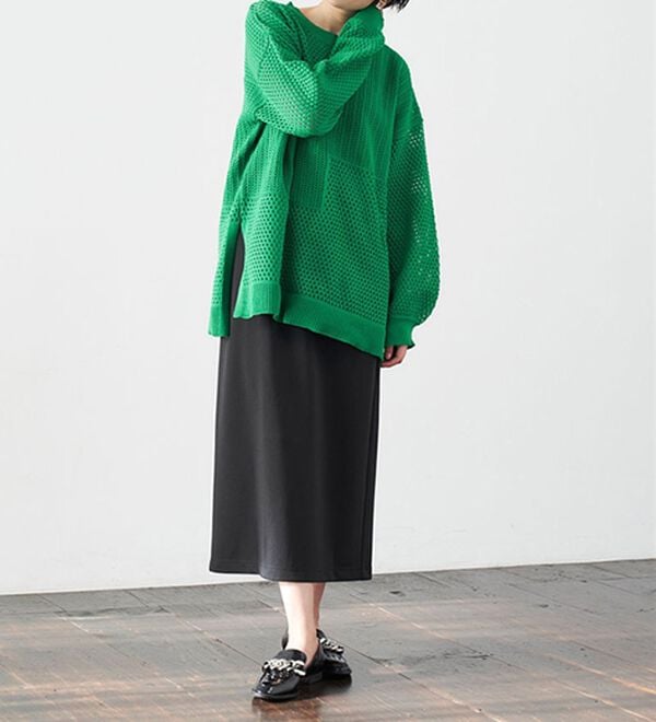 RANAN（ラナン）の「メッシュ素材透かし編みニット（ニット・セーター）」｜詳細画像