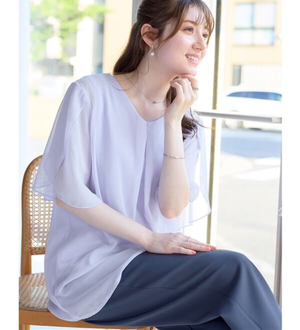 alotta（アロッタ）の「【接触冷感】インナー付チューリップ袖チュニック（チュニック）」｜詳細画像