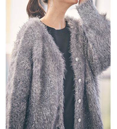 RANAN（ラナン）の「ラメ2WAYシャギーニットカーディガン（ニットカーディガン）」