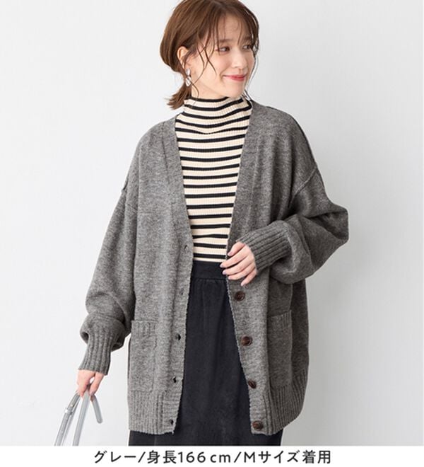 Viola e Viola（ヴィオラ エ ヴィオラ）の「洗えるもちもち　ミドル丈ニットカーデ（ニットカーディガン）」｜詳細画像
