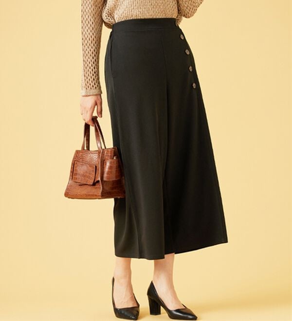 BELLUNA（ベルーナ）の「ジョーゼット素材サイドボタンワイドパンツ（ワイドパンツ・ガウチョ）」｜詳細画像