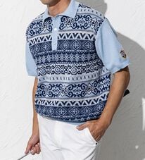 「＜フィッチェ　ゴルフ＞総柄サマーニットポロ（メンズニット・セーター）」