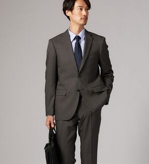 REMEN'S（リメンズ）の「【洗濯機ＯＫ】ノータックウォッシャブルスーツ（ビジネススーツ）」｜グレー系ウィンドペン