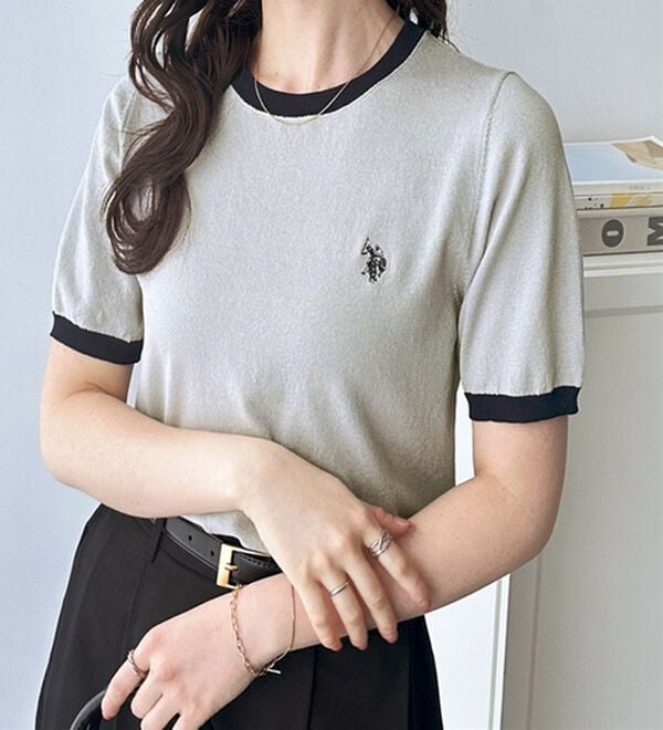 GeeRA（ジーラ）の「【ＵＳ．ＰＯＬＯ．ＡＳＳＮ】配色ニットプルオーバー（ニット・セーター）」｜詳細画像