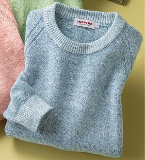 「＜インスパイア＞ミックスカラーコットン混セーター（メンズニット・セーター）」｜ブルー