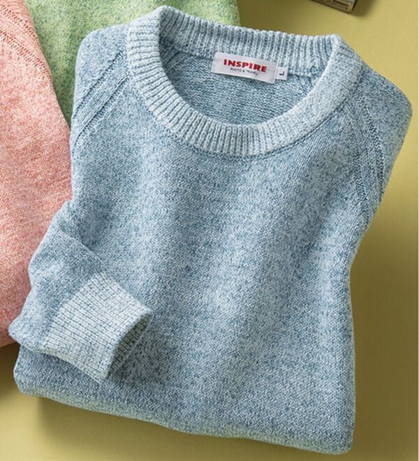 「＜インスパイア＞ミックスカラーコットン混セーター（メンズニット・セーター）」｜ブルー