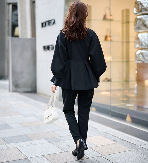 RANAN（ラナン）の「【２点セット】Ｖネックペプラムセットアップ（パンツスーツ）」｜詳細画像