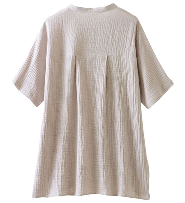 LAVIENNE（ラヴィエンヌ）の「楊柳ガーゼチュニックブラウス・ワイドストレートパンツ(別売)（チュニック）」｜詳細画像