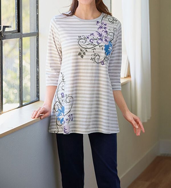 「着回し抜群！毎日可愛いプリントチュニック（パジャマ・ルームウェア）」｜詳細画像