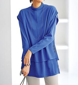 BELLUNA（ベルーナ）の「ベスト付ニットチュニックアンサンブル（アンサンブル）」｜ライラック