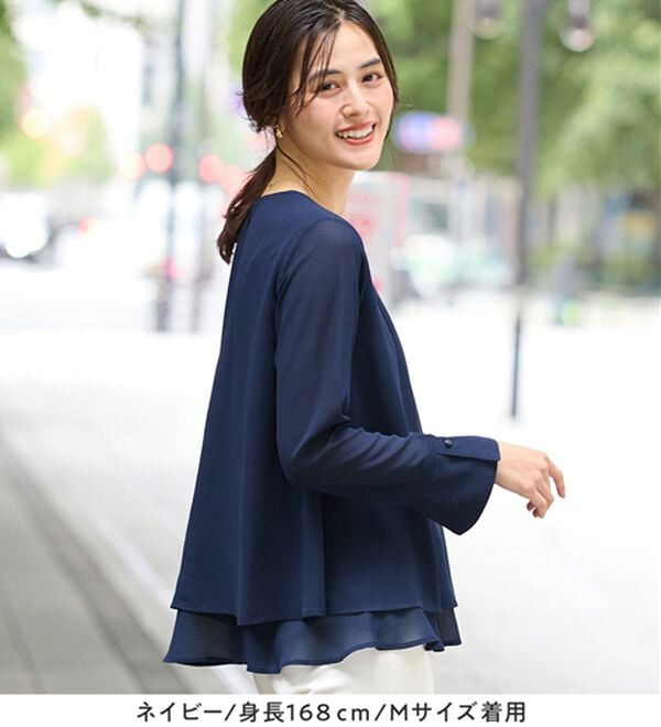 Viola e Viola（ヴィオラ エ ヴィオラ）の「裾フレア裏地付きシフォンブラウス（ブラウス）」｜詳細画像