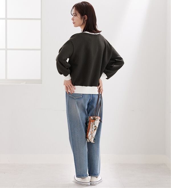 BELLUNA（ベルーナ）の「幾何柄ジャカード配色リブプルオーバー（カットソー）」｜詳細画像