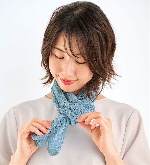 BELLUNA（ベルーナ）の「日本製　和紙使いの涼やかミニマフラー（ストール・スカーフ・マフラー）」｜詳細画像