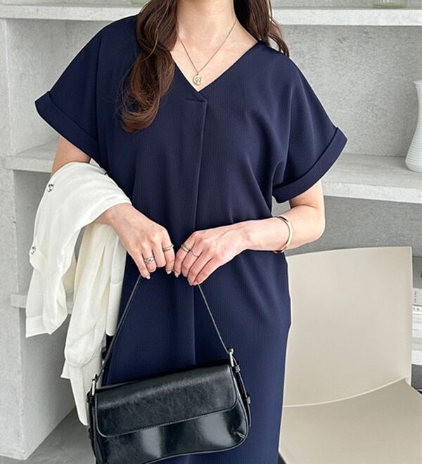 GeeRA（ジーラ）の「ひんやり快適！ジャカードスキッパーワンピ（カットソーワンピース）」｜詳細画像