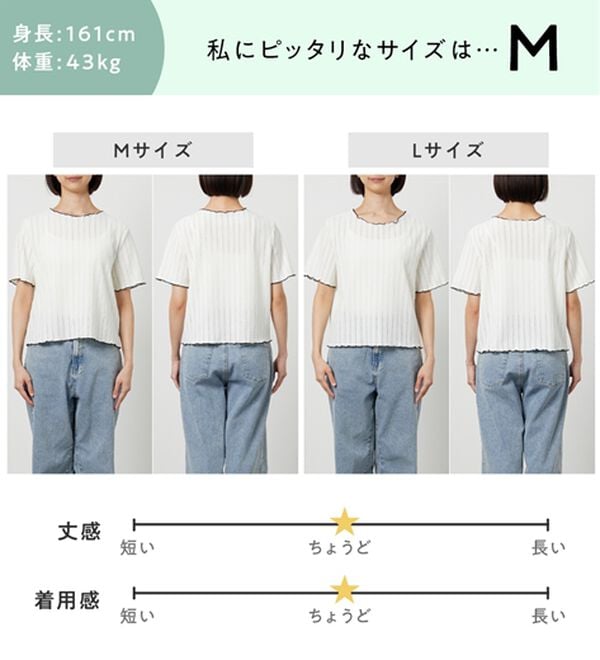 RANAN（ラナン）の「インせず着られる！透かし柄メロー配色Ｔシャツ（カットソー）」｜詳細画像