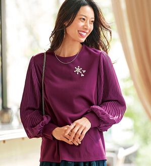 BELLUNA（ベルーナ）の「ビジュー使い袖プリーツプルオーバー（ブラウス）」｜詳細画像