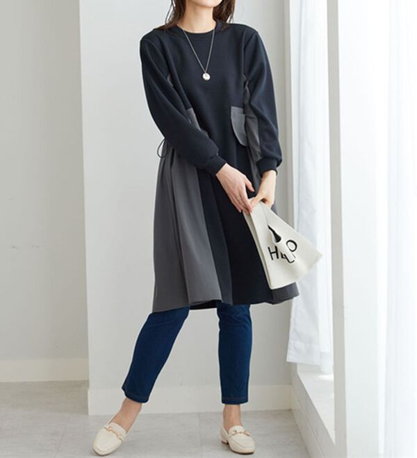 BELLUNA（ベルーナ）の「配色切替ポケットデザインワンピース（その他ワンピース）」｜詳細画像