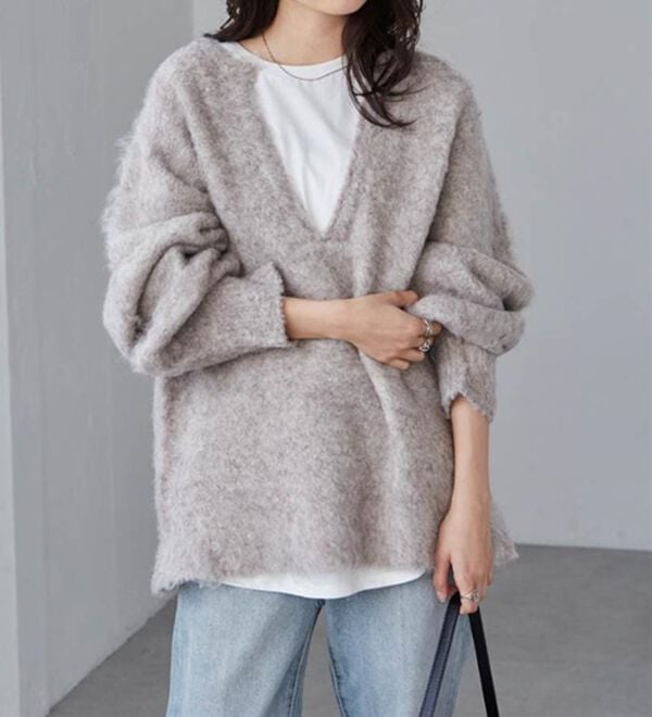 RANAN（ラナン）の「ディープキーネックシャギーニット（ニット・セーター）」｜詳細画像