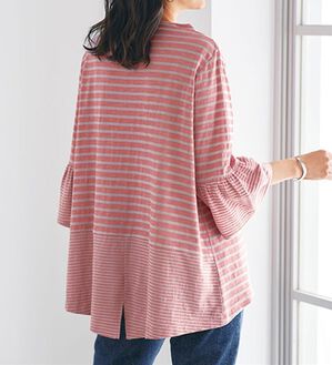 BELLUNA（ベルーナ）の「ボーダー切替プルオーバー（カットソー）」｜ピンク系