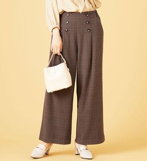 BELLUNA（ベルーナ）の「サマ見え（スーパーウォーム）ウール調ボタン使いワイドパンツ（ワイドパンツ・ガウチョ）」｜詳細画像