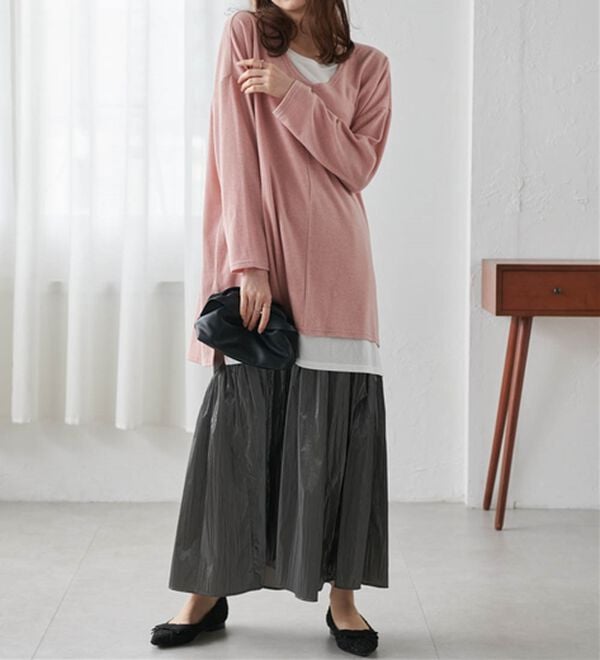 RANAN（ラナン）の「レイヤード風ニットソーチュニック（チュニック）」｜詳細画像